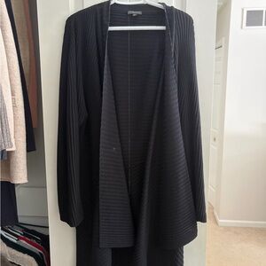 Eileen Fisher Black Textured Open Sweater